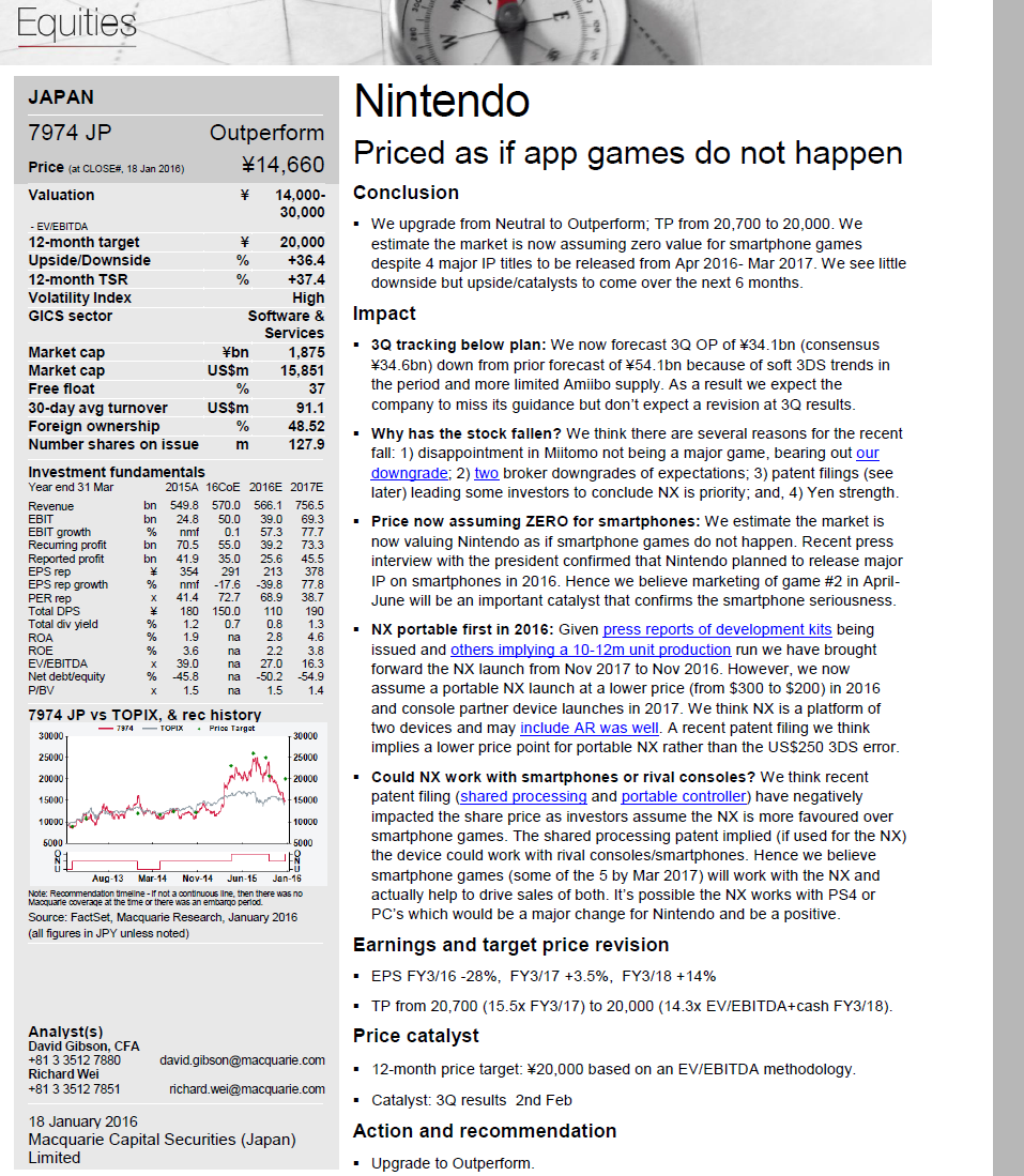 Nintendo NX analisi Gennaio 2016
