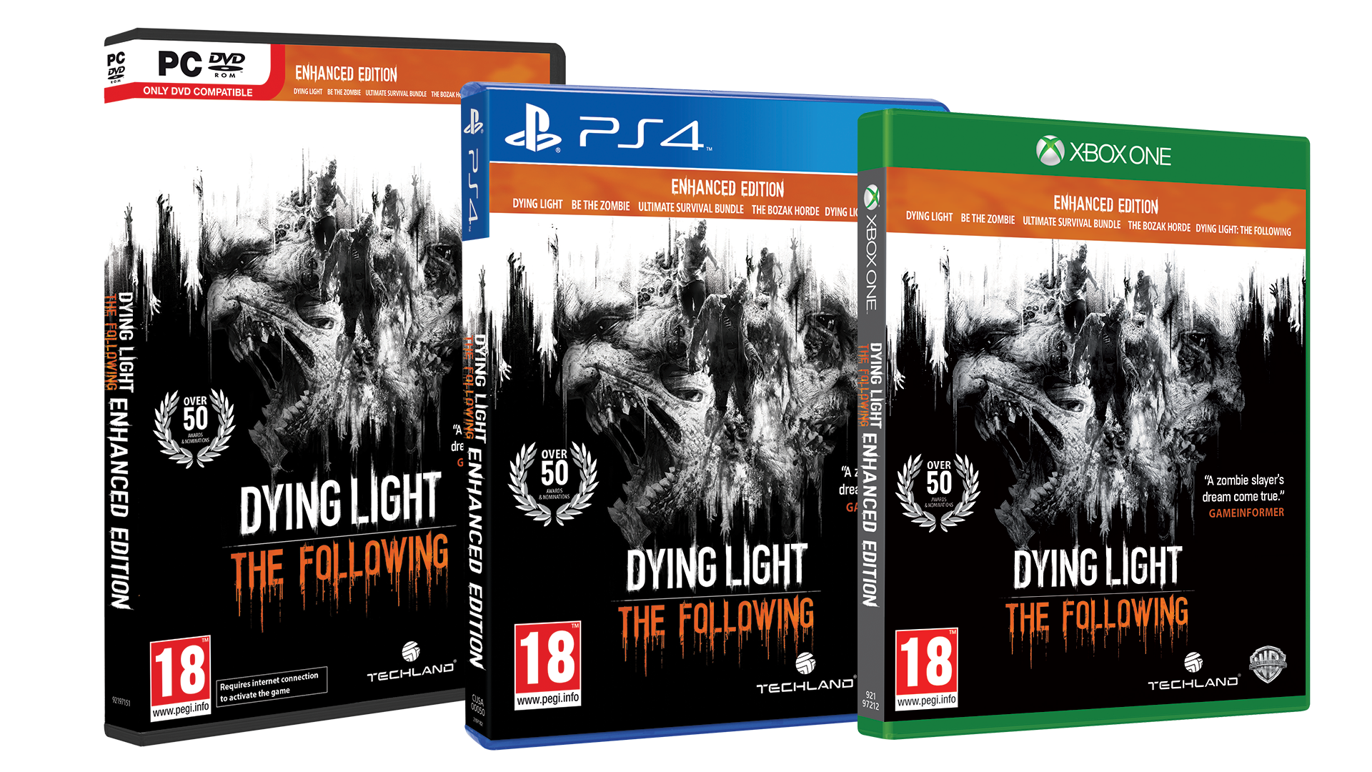 Le boxart delle tre versioni di Dying Light: The Following!