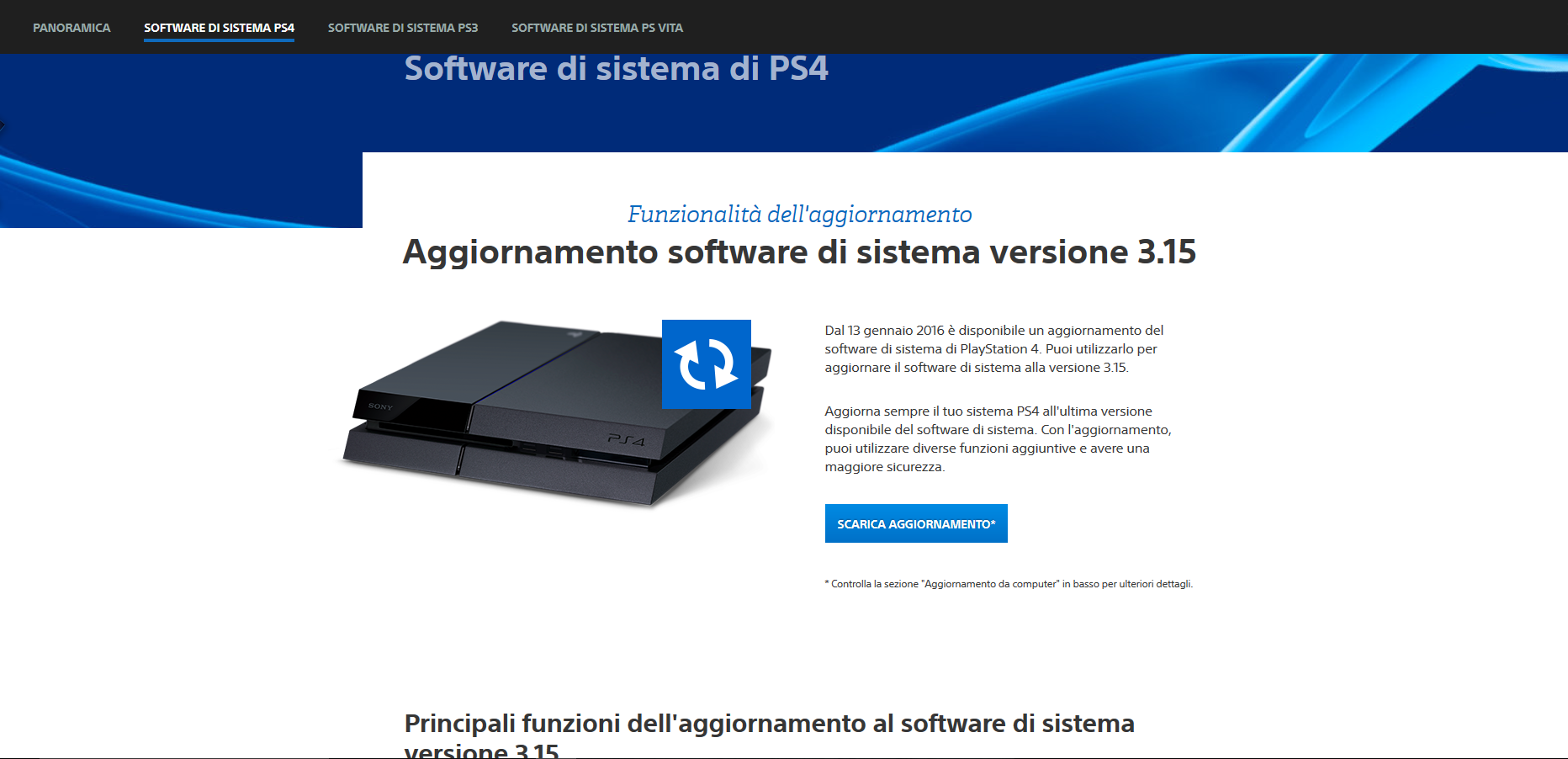 Aggiornamento PS4