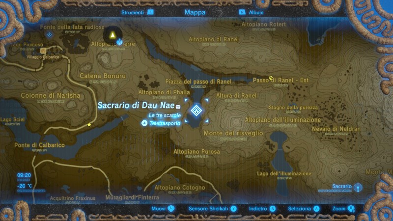 Zelda Breath of the Wild sacrario Dau Nea mappa Nintendo Wii U Switch Gamempire