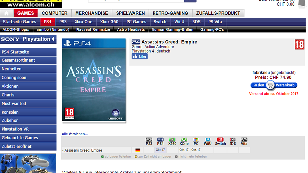 Assassin's Creed Empire PS4 Xbox One PC Gamempire